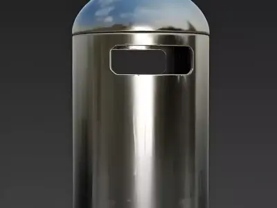 Modern Brushed Steel Street Litter Bin 3D Model Low-poly 3D model