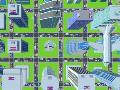 Low Poly Cartoon Full City Low-poly 3D model