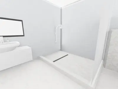bathroom is maden in light colors  3D model