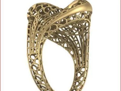 05 Lace style gold ring 3D print model 3D print model