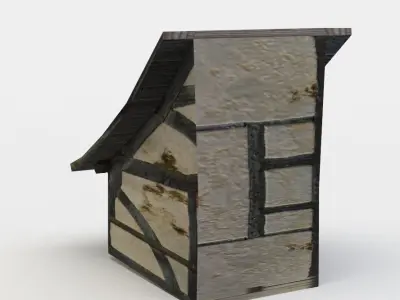 Dormer wooden house with roof Low-poly 3D model