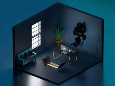 3d isometric room 3D model buy