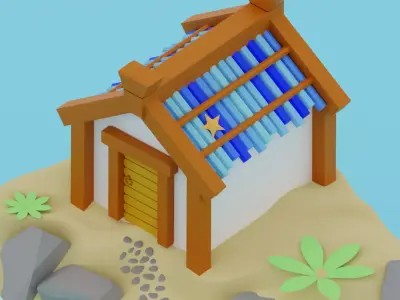 Amazing home by the ocean PBR low-poly game-ready Low-poly 3D model