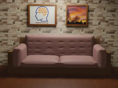 Waiting Room with picture frames 3D model