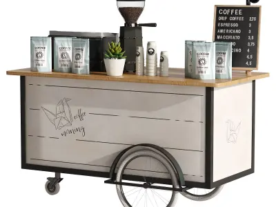 mini coffee cart set 5 3D model