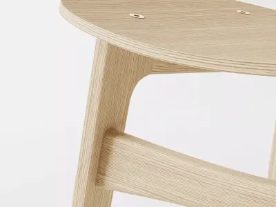 Scandinavian Modern Wooden Chair - Nordic Oak Dining Seat 3D model