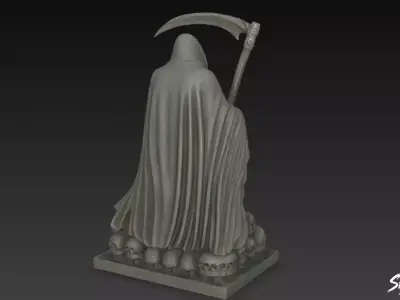Death Reaper Statue Throne Pose Low-poly 3D model