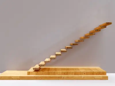 Stairs Set 04 - Stairs with 4 diferent designs Low-poly 3D model