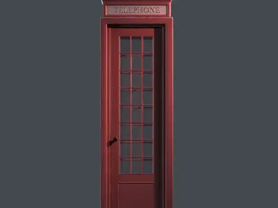 London Telephone Booth Lowpoly Game-Ready 3D Model Low-poly 3D model