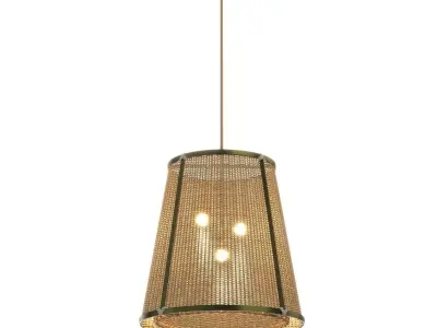 Caeli-i Monumental Brass Rattan Pendant Light 3D model