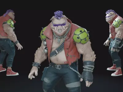 Bebop Animation-Ready Mutant Street Brawler Low-poly 3D model