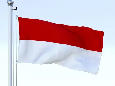 Animated Indonesia Flag Low-poly 3D model