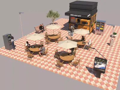 Breakfast Shop 4K 3D model