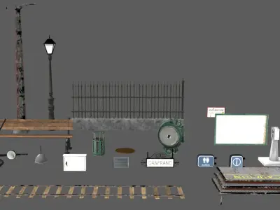 canfranc train station Low-poly 3D model