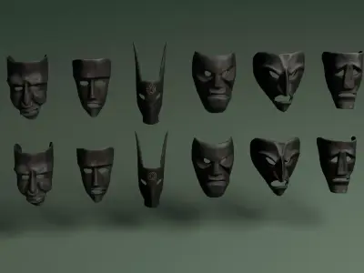 Sardinian Masks Low-poly 3D model