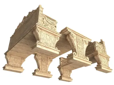 Stone Bench and Table 05 Low-poly 3D model