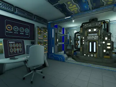 SciFi Control Room 2 Low-poly 3D model