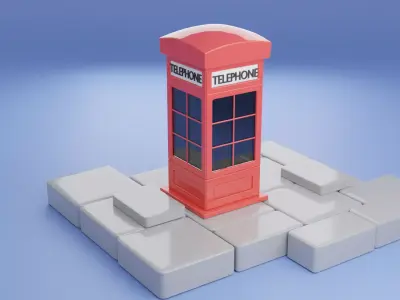 A Phone Booth with stone slabs Free low-poly 3D model