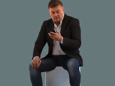 Set of 3D men talking on the phone 3D model