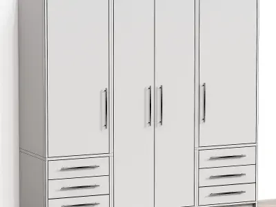 Jillian 4 Door Manufactured Wood Wardrobe 3D model