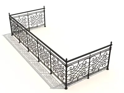 Metal Neoclassical Railing 3 Free 3D model