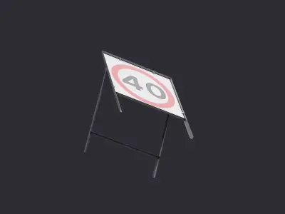 Speed Limit 40 Miles Square Road Sign Low-poly 3D model