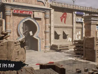 Modular Desert Town Low-poly 3D model