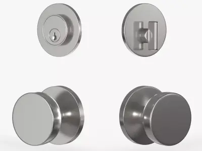 Tumalo Knob - Nickel Cylinder Round Deadbolt 3D model