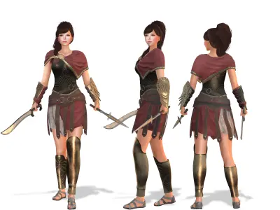 Full Roman Female Commander Soldier Outfit Low-poly 3D model