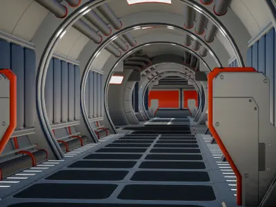 Modular SciFi Level Low-poly 3D model