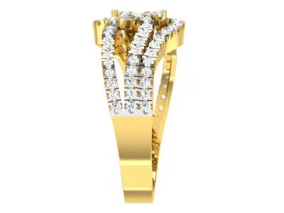 Light Weight Yellow Gold Diamond Ring  -EZ R-169 3D print model