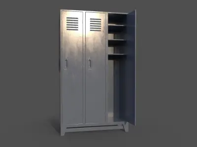 PBR School Gym Locker 08 - Grey Low-poly 3D model