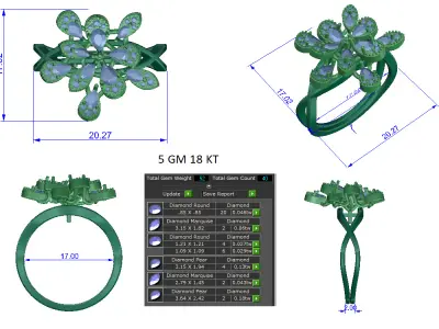 Women Ring  Render  3dm STL OBJ FBX Details 3D print model buy