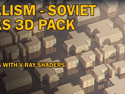 Brutalism Soviet Blocks Low-poly 3D model