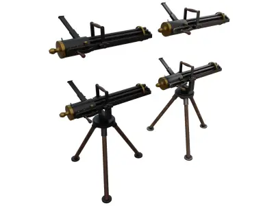 Gatling Gun Low-poly 3D model