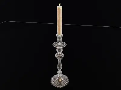 Iron Cased Single Point Candelabra Low-poly 3D model