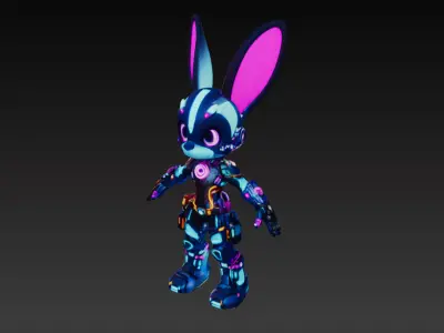 Cyberpunk Bunny Low-poly 3D model