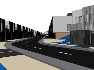 Graduation Project - Eco-community with nZEB houses Low-poly 3D model