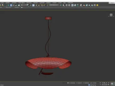 Wrought Iron Hanging Lamp with Gold Foil Shade Low-poly 3D model