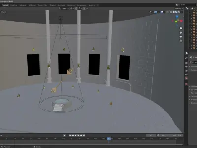 Ruins empty room with light 3D model