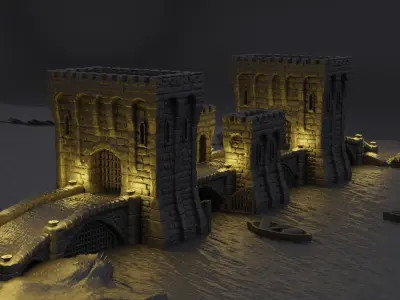 Modular River Patrol Bridge Tabletop Terrain 28 mm 3D print model