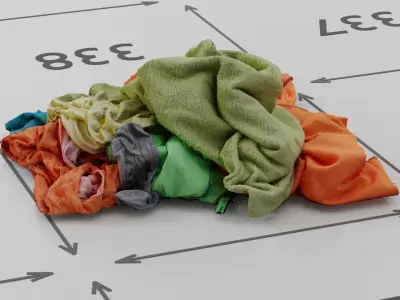 Pile of Clothes on the Ground Neon Color 3D Scanned Low-poly 3D model
