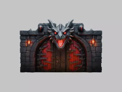 Fantasy Dungeon Gate - 3D Model Low-poly 3D model