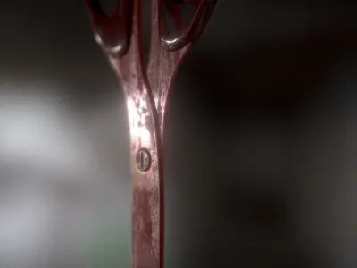 Scissors Rigged And Animated Bloody Version Low-poly 3D model