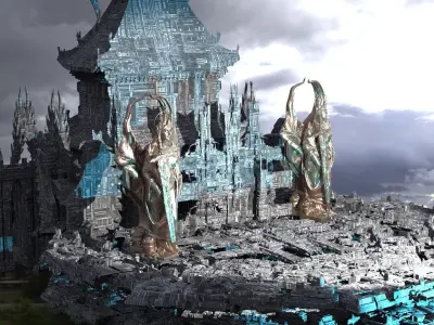 Sci-Fi City dystopia Rule city Statues 4 3D model