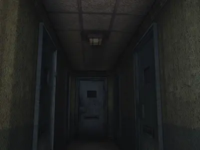 Low Poly Insane Asylum Corridor With PBR Materials Low-poly 3D model