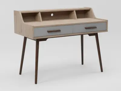 ALLOA Home Office Desk Light Wood with Grey 3D model