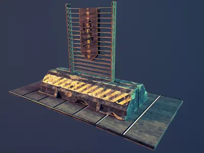 Metal - Concrete Barrier Low-poly 3D model