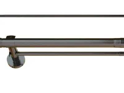 Curtains with metal curtain rod 01 Low-poly 3D model