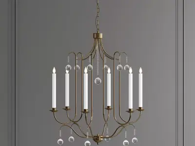Piper chandelier with four candle holders and crystals 3D model